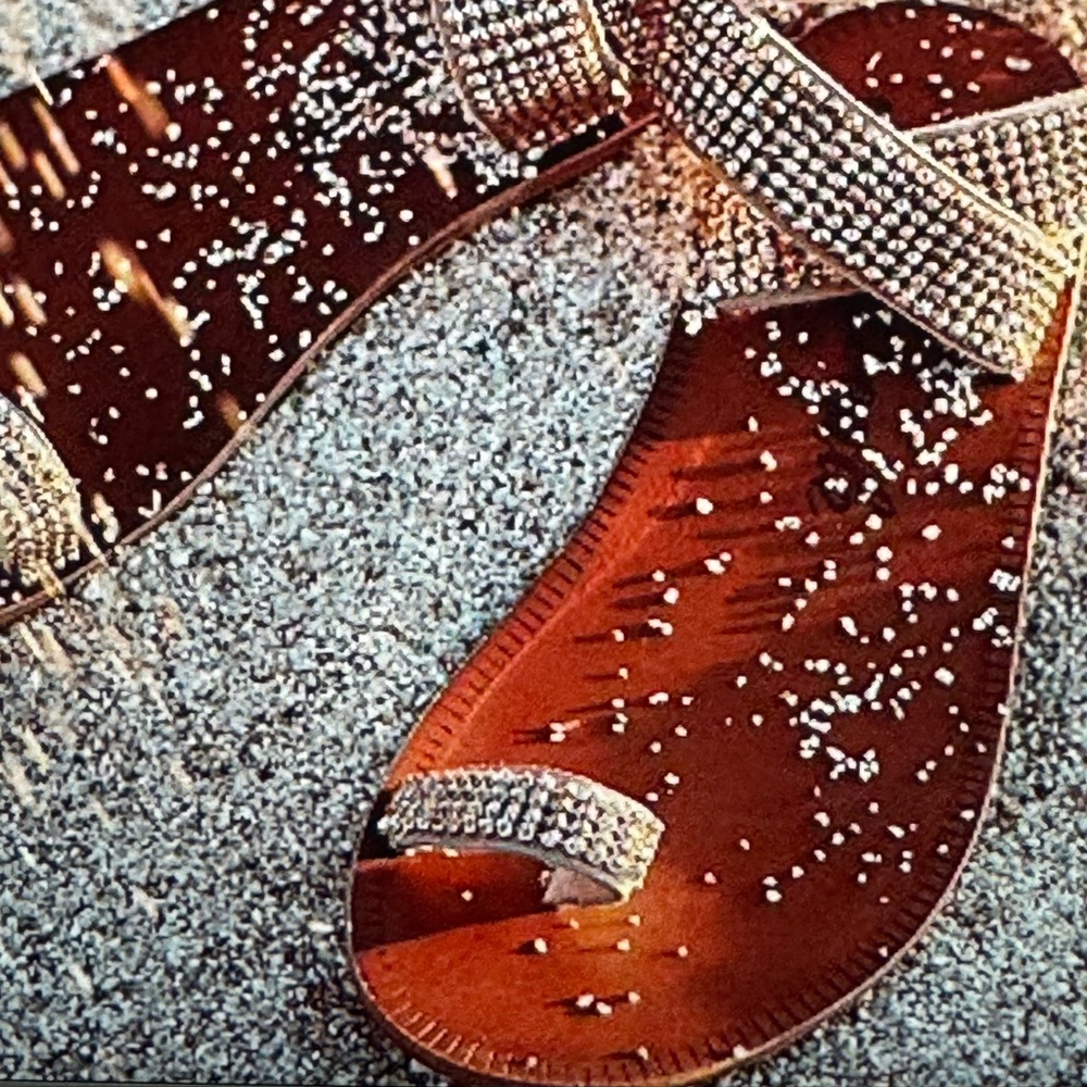 Free People Sunset Cruise Leather Sandals  Rhinestones ankle strap sz 39 boho